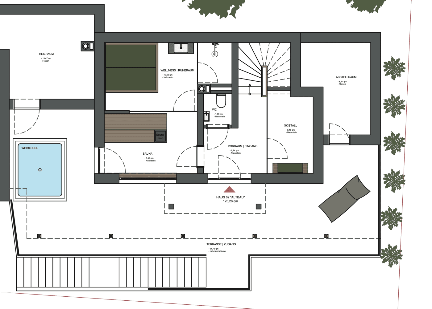 Grundriss Erdgeschoss — Chalet Abies — Hauser Kaibling